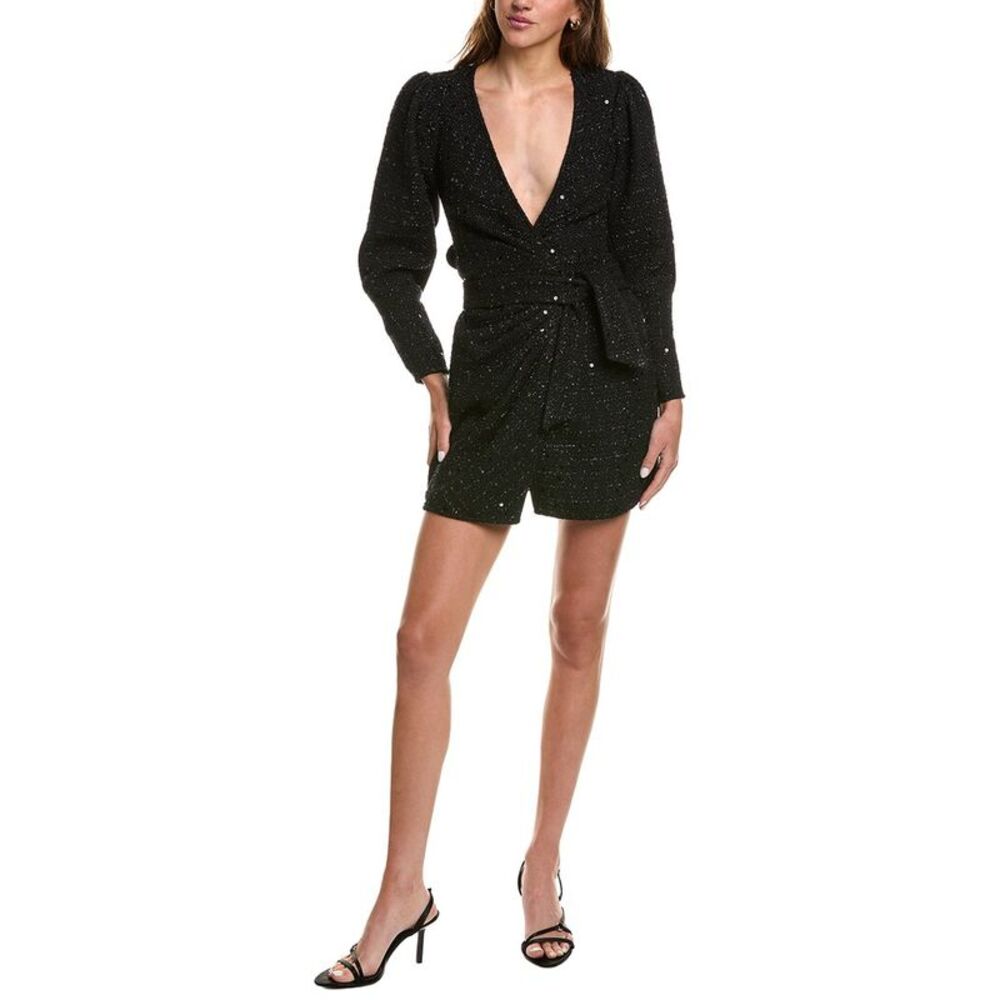 Diane Von Furstenberg Womens Lana Wrap Wool-Blend Mini Dress, Black